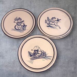 Set Of 3 Dansk Bistro Christmas Canape Plates